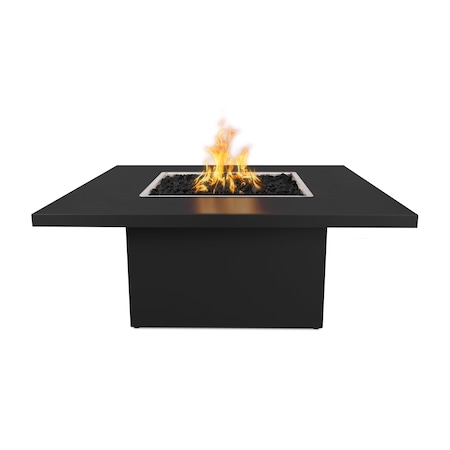 The Outdoor Plus 36 Square Bella Fire Table, Powder Coated Metal, Black, Low Voltage Electronic Ignition, Natural Gas OPT-BELPC36E12V-BLK-NG
